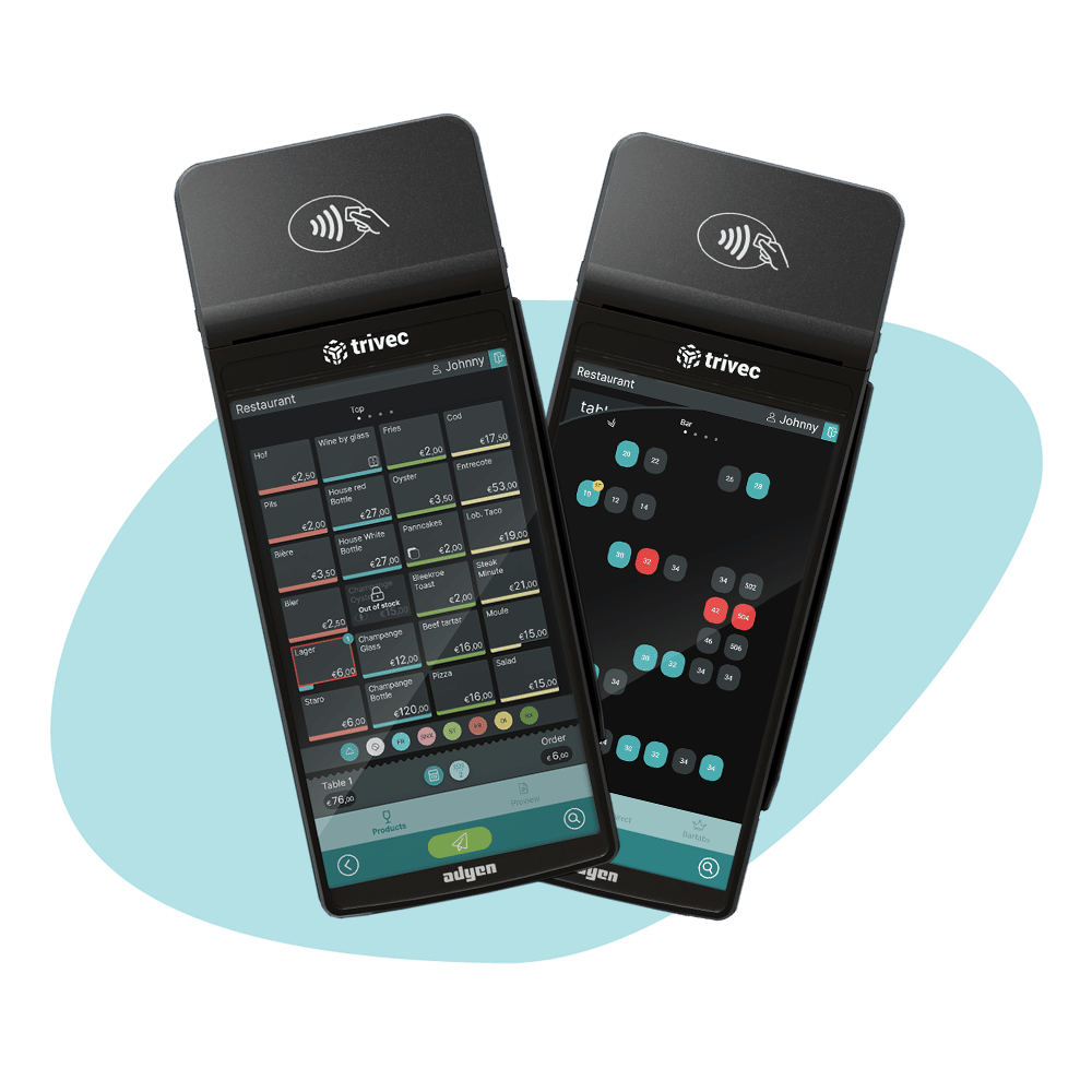 Handheld POS restaurant pay table map